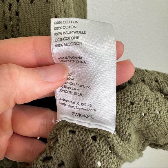 Anthropologie Pilcro Womens Small Pointelle Babydoll Sweater In Green Boho Beach - Picture 6 of 10